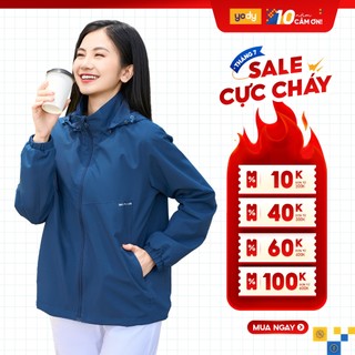 Áo gió nữ YODY áo khoác 3C plus 2 lớp có mũ cản gió chắn mưa năng động ấm áp AKN5040