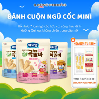 Bánh Cuộn Mini Ăn Dặm Ildong Hàn Quốc Hữu Cơ 3 Vị Dành Cho Bé Từ 10 Tháng Tuổi Bánh Ăn Dặm Cho Bé Túi 50g Thơm Ngon