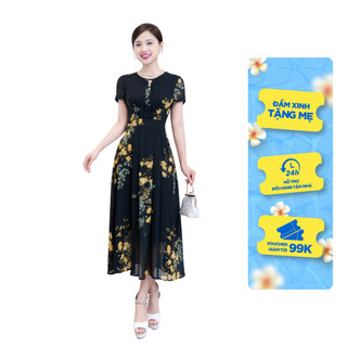 Đầm trung niên đi chơi cao cấp LYBEE LVV049 quà tặng mẹ chất von tơ mát mịn thấm hút mồ hôi