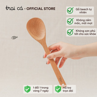 Thìa Gỗ Xào Nấu Thức Ăn Làm Bằng Gỗ Beech Tự Nhiên TRẠI CÁ HOME