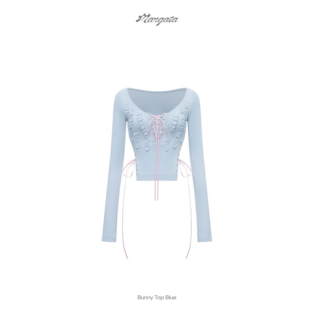 Áo thun xanh xẻ eo Mangata (BUNNY TOP)