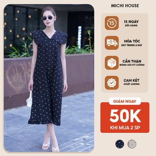 Đầm Suông Dài Qua Gối Michi House Váy Xuông Họa Tiết Hoa Phong Cách Vintage Thanh Lịch Freesize Bầu Mặc Xinh K148