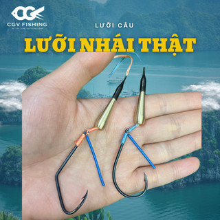Lưỡi câu nhái thật thép đen cứng và cực bén 6G câu cá lóc