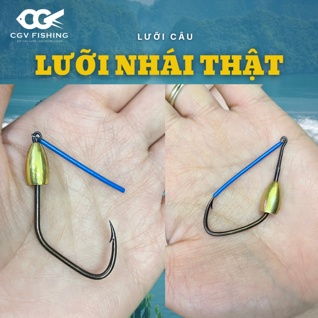 Lưỡi câu nhái thật câu cá lóc thép đen cứng và cực bén 5G - 5CM