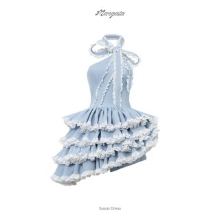 Đầm tầng bèo cá tính xanh babyblue Mangata (SUSAN DRESS) [Có kèm quần]
