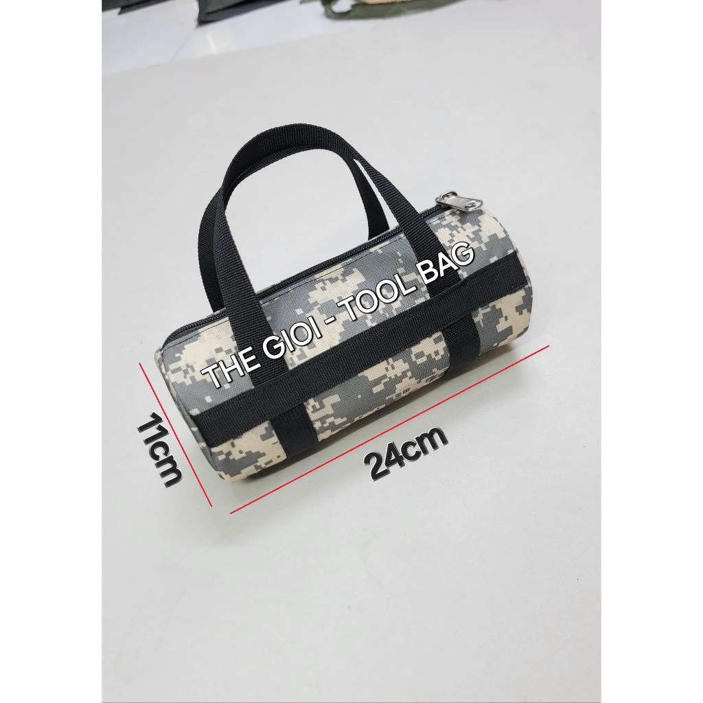 Túi Đựng Đồ Nghề Mini Phi Tròn Hàng Dày (Rằn Ri Lính Mỹ) Dây kéo số 10 Đầu khóa 10li- chịu Tải