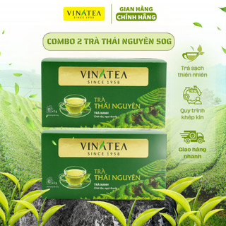 Combo 2 trà Thái Nguyên 50g, trà túi lọc 25 gói, trà xanh thái nguyên thơm thượng hạng, trà Vinatea