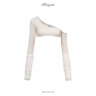 Áo tay dài bẹt vai màu xám nhạt Mangata (BASIC GREY TOP)