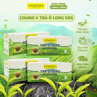 Combo 4 trà Ô long khối lượng 50g, trà olong túi lọc 1 hộp 25 túi sạch thơm đậm vị, trà Vinatea