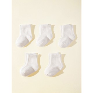 Set 5 đôi Tất màu trắng cao cổ cho bé sơ sinh 0-2 tuổi vớ trẻ em màu trắng