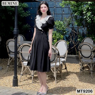 Đầm thiết kế cổ V phối bèo đính cúc dáng dài BEMINE MT9206