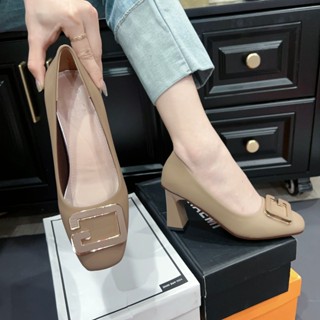 Giày Cao Gót Mũi Vuông chữ GG êm mềm, sang trọng cao 5cm và 7cm - Giày Bánh Bèo mã CaoGotGIIVuong