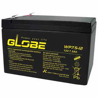 Ắc quy khô globe wp7.5-12 12v-7.5ah dùng cho lưu điện ups, cửa cuốn, lưu điện ups loa kéo xe điện