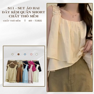 Bộ Hai Dây Kèm Quần Short Chất Thô Mềm - Set Đồ Nữ, Set Hai Dây, Set Mùa Hè - S11