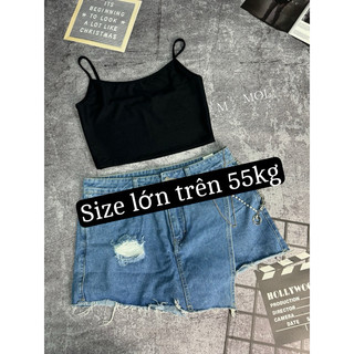 [ BIGSIZE TRÊN 55KG ] ÁO 2 DÂY CROPTOP MỚI thun co giãn tốt bigsize nữ