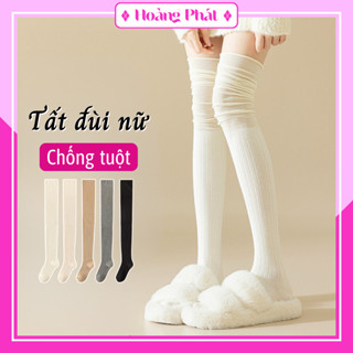  Tất Vớ Dài Qua Gối Tất Đùi Nữ Cao Cổ Màu Trơn Hoạ Tiết Sọc Dọc Thời Trang Thu Đông 