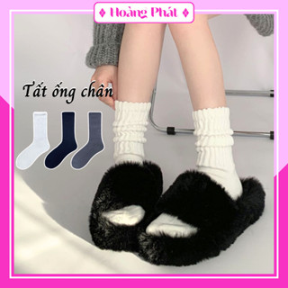  Tất Ống Chân Dệt Kim Len Màu Trơn Giữ Ấm Chân Mùa Đông Phong Cách Lolita Nhật Bản 