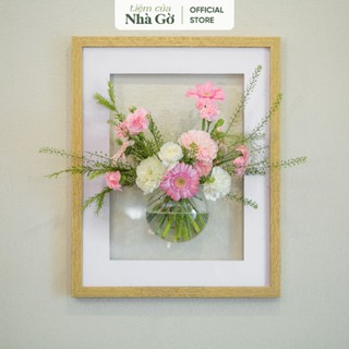 Bình hoa treo tường Tiệm của Nhà Gờ bình bông lọ cắm hoa thủy tinh kèm khung tranh BTT24M6
