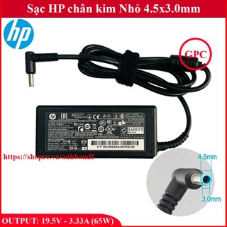Sạc laptop HP 19.5V - 3.33A (65W) chân kim Nhỏ 4.5x3.0mm - đường kính đầu sạc 4.5mm hàng zin linh kiện mới