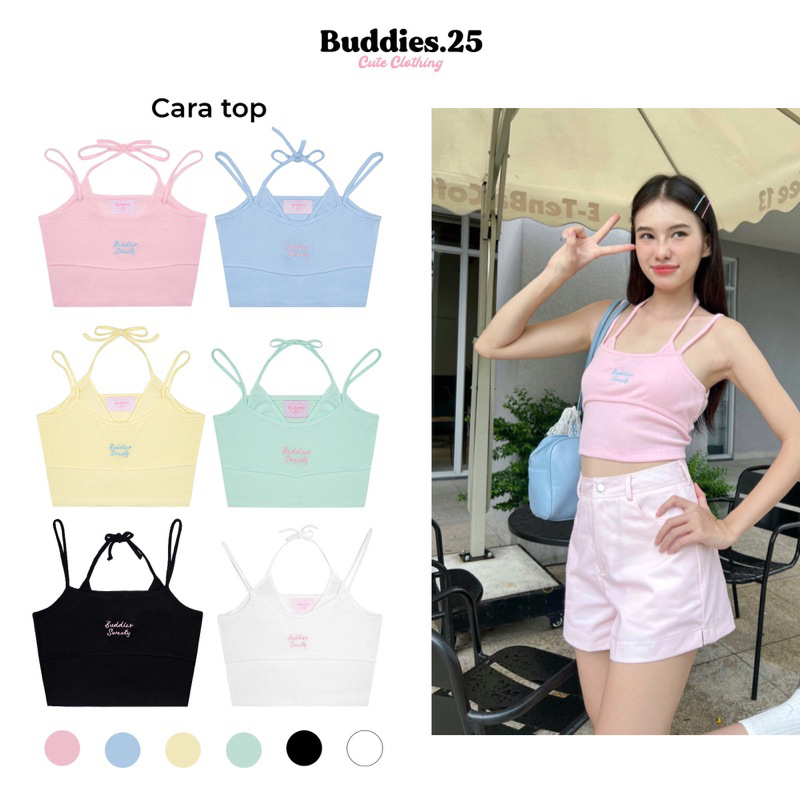 Áo hai dây croptop Cara Top thêu Buddies Sweety Buddies.25