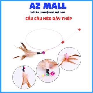 Cầu câu mèo dây thép, Cần Câu Gỗ, Gắn Cổ -  đồ chơi cho thú cưng giảm stress