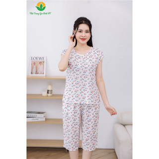 Bộ lanh nữ mặc nhà Việt Thắng, quần lửng, áo cộc tay - B06.2424