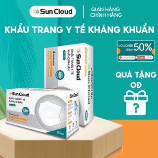 [Kèm quà] Hộp 100 Khẩu Trang Y Tế SUN CLOUD 4 Lớp Màu Trắng Kháng Khuẩn Ngăn Bụi Mịn, Chống Tia UV