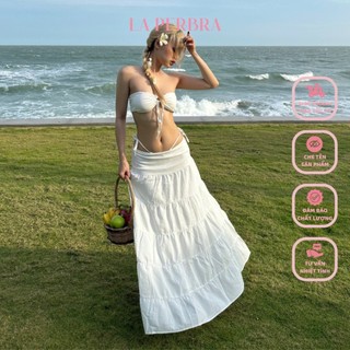 Chân váy maxi dáng dài váy trắng xoè nhiều tầng dây rút may hai lớp thời trang - fiona skirt
