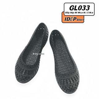 Giày búp bê nữ lỗ lưới thoáng khí cao 3cm đúc cao su chống trượt đi mưa, đi học đi làm iDEP GL033