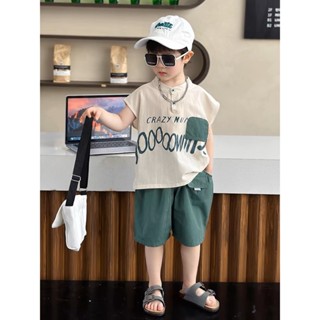 Sét quần áo Thun Cộc Tay + Quần Short Thời Trang Mùa Hè Bé Trai họa tiết chữ Crazy---MÃ CRAZY