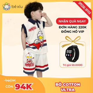 Bộ cotton sát nách siêu nhân ULTRA bắt mắt, nổi bật và mát mẻ cho bé trai gồm quần và áo từ 7-26Kg B81