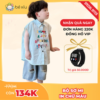  SET sơ mi in chữ màu bắt mắt, dễ thương với phong cách Hàn Quốc cho bé trai từ 8-26Kg by BÉ XÍU B59