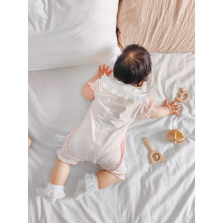 (GRH801) (5-12kg) Bộ đồ liền thân dành cho em bé (Puppy Kids) Romper hồng, Thỏ.