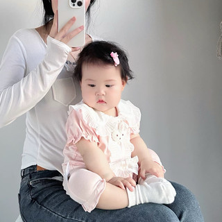 (GRH801) (5-12kg) Bộ đồ liền thân dành cho em bé (Puppy Kids) Romper hồng, Thỏ.