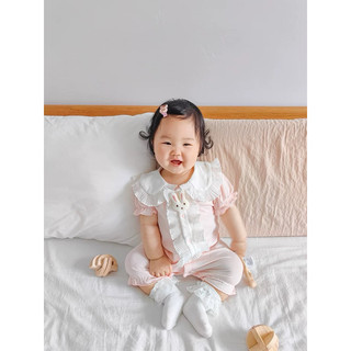 (GRH801) (5-12kg) Bộ đồ liền thân dành cho em bé (Puppy Kids) Romper hồng, Thỏ.