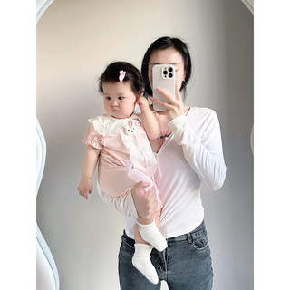 (GRH801) (5-12kg) Bộ đồ liền thân dành cho em bé (Puppy Kids) Romper hồng, Thỏ.