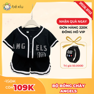  Bộ bóng chày cotton cực mềm mát ANGELS cực bắt mắt cho bé từ 8-26kg B1