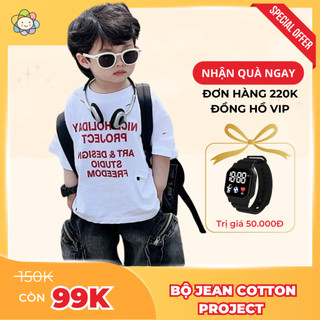  Bộ quần jean túi hộp áo cotton PROJECT mềm mát bắt mắt gồm quần jean và áo thun cho bé trai từ 8-26Kg B25
