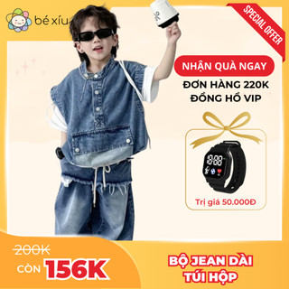 Bộ JEAN TÚI HỘP QUẦN DÀI mềm mát KHÔNG KÈM ÁO TRẮNG cực phong cách cho bé trai từ 9-30kg B26