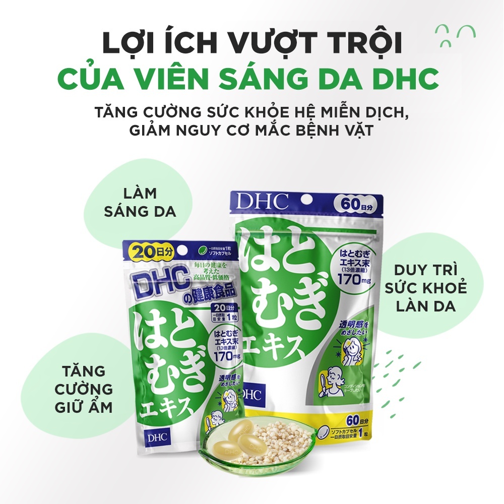 (GIẢM GIÁ SỐC) Viên Uống Sáng Da, trắng da DHC Adlay Extract Khôi Phục Sức Sống Cho Làn Da