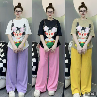 SET ÁO THUN CÔ GÁI KÈM QUẦN ỐNG RỘNG