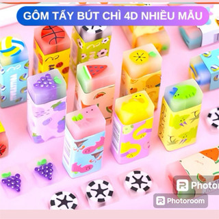 Combo 5 cục tẩy- gôm thơm các vị trái cây. tẩy sạch nét bút chì không bẩn tay
