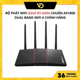 BỘ PHÁT WIFI ASUS RT-AX55 CHUẨN AX1800 DUAL BAND WIFI 6 CHÍNH HÃNG