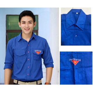 Áo đoàn thanh niên logo in nam nữ 1 túi ngực