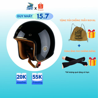 [CHÍNH HÃNG] MŨ BẢO HIỂM 3/4 ROYAL M20C ( ĐEN BÓNG) - Tapu Shop