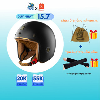 [CHÍNH HÃNG] MŨ BẢO HIỂM 3/4 ROYAL M20C ( ĐEN NHÁM) - Tapu Shop