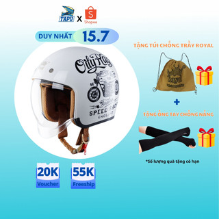 [CHÍNH HÃNG] MŨ BẢO HIỂM 3/4 ROYAL M139 KÍNH ÂM TRẮNG TEM V5 Oily Rag - Tapu Shop