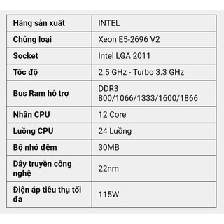 CPU Intel XEON E5 2696v2 lắp main x79