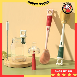 Cọ rửa bình cho bé 4in1 silicone Youkebei cao cấp, bộ cọ rửa bình sữa em bé an toàn Happy Store