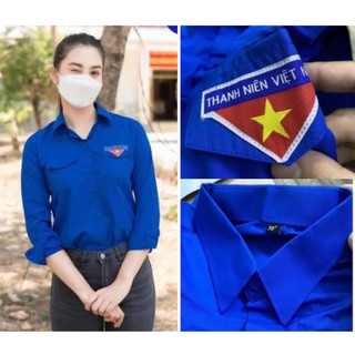 Áo sơ mi đoàn thanh niên dài tay nam nữ mác dệt